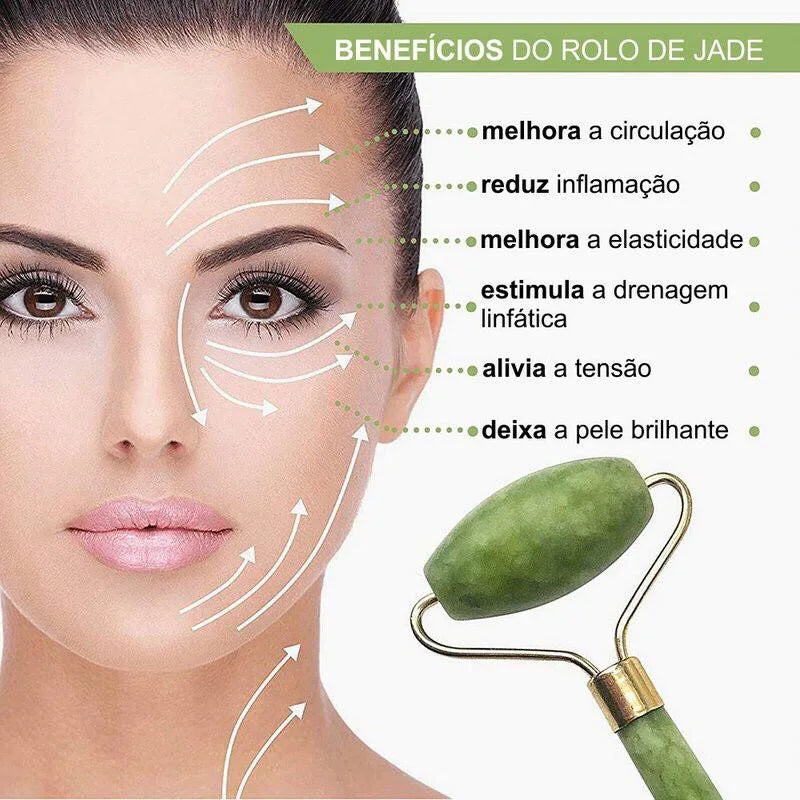 Rolinho Pedra De Jade Facial Massageador Anti Rugas