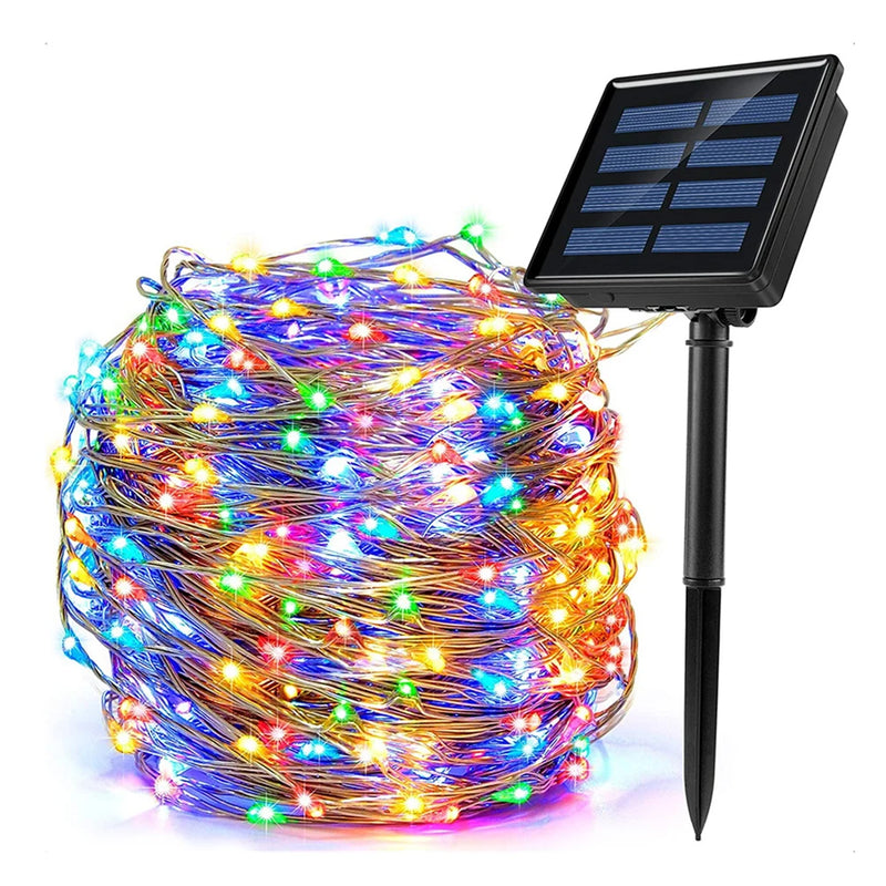 Corda de Luzes Solares de LED à Prova d'Água Ar Livre 22m 200 LED Light Para Decoração Feriado e Natal