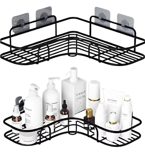 KIT 2 Prateleiras Suporte Com Alto Adesivos Para Parede Banheiro Cozinha lavanderia Shampoo E Sabonete